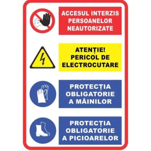 Autocolant Pericol de electrocutare, protectia mainilor si a picioarelor